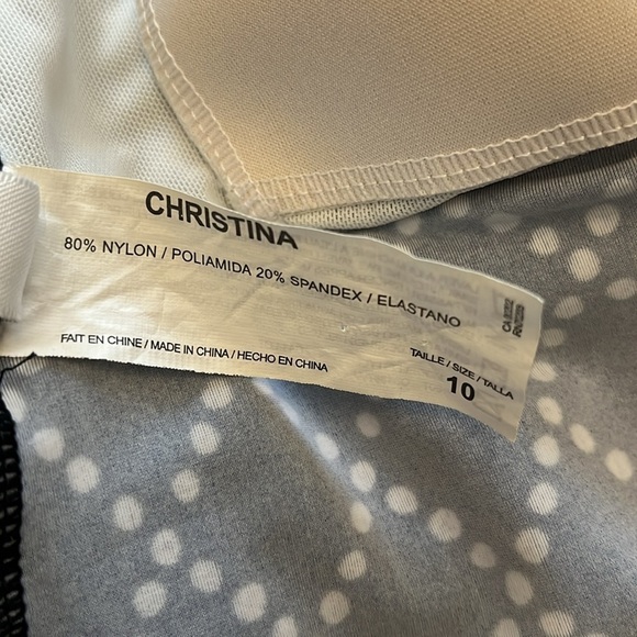 Christina black & white swim bathing suit top. Tankini, padded bra cups Size 10 - Picture 6 of 14